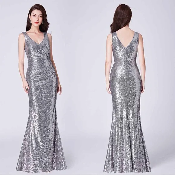 NWT Ever Pretty Elegant V Neck Sequin Evening Dress - Picture 1 of 11